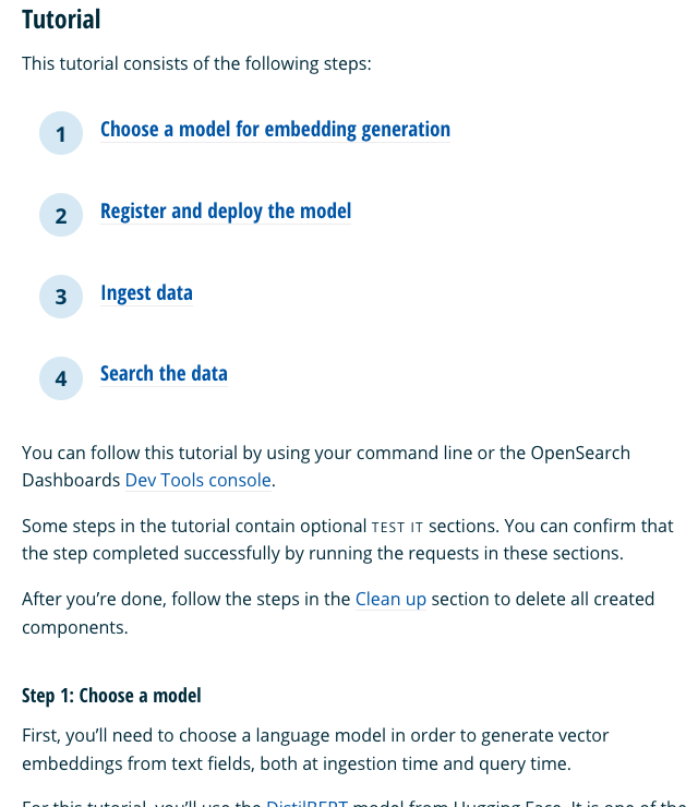 Screenshot of the neural search tutorial in OpenSearch documentation